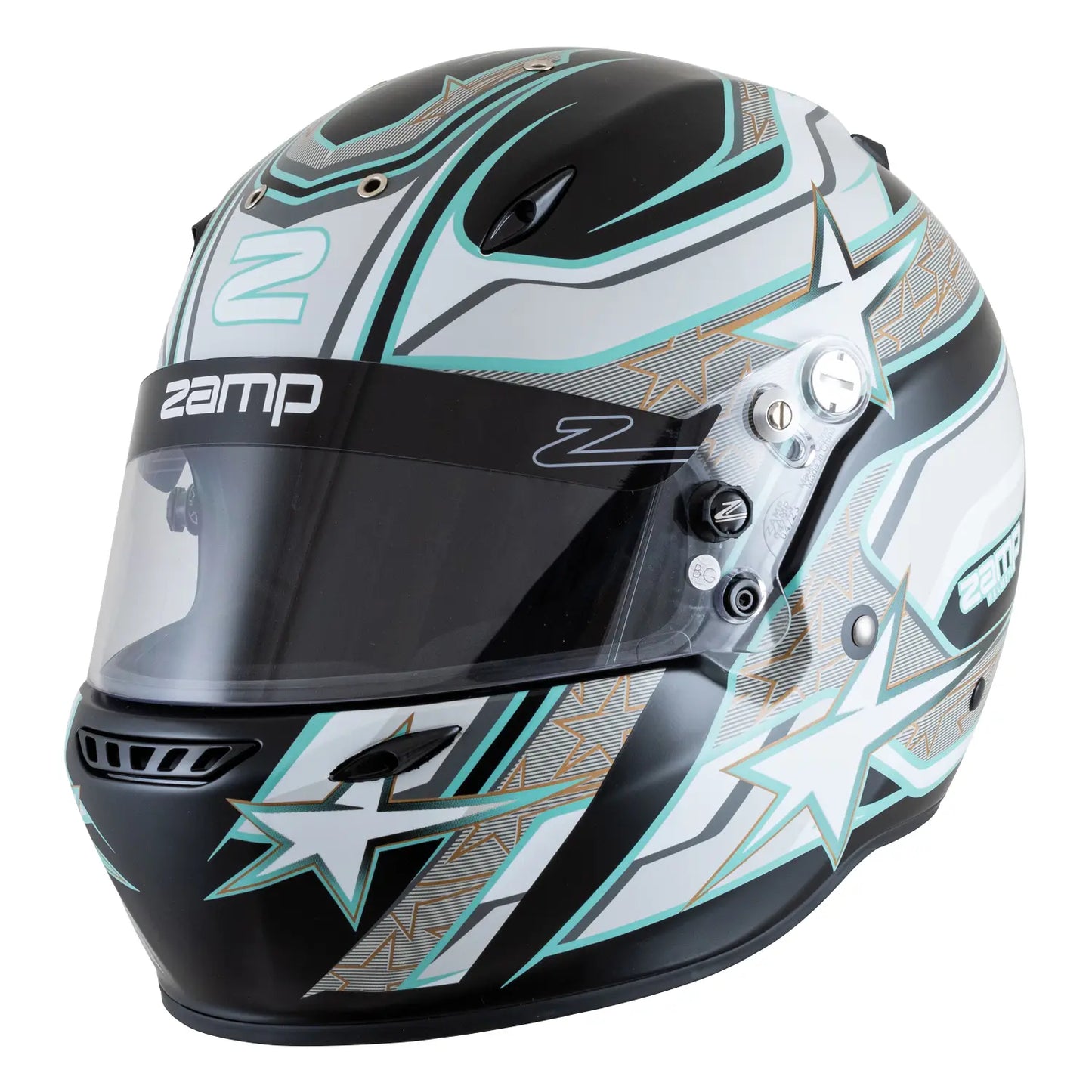 Zamp ZR-72 Auto Racing Graphic Helmet-Matte Black/Gray/Lt Gray